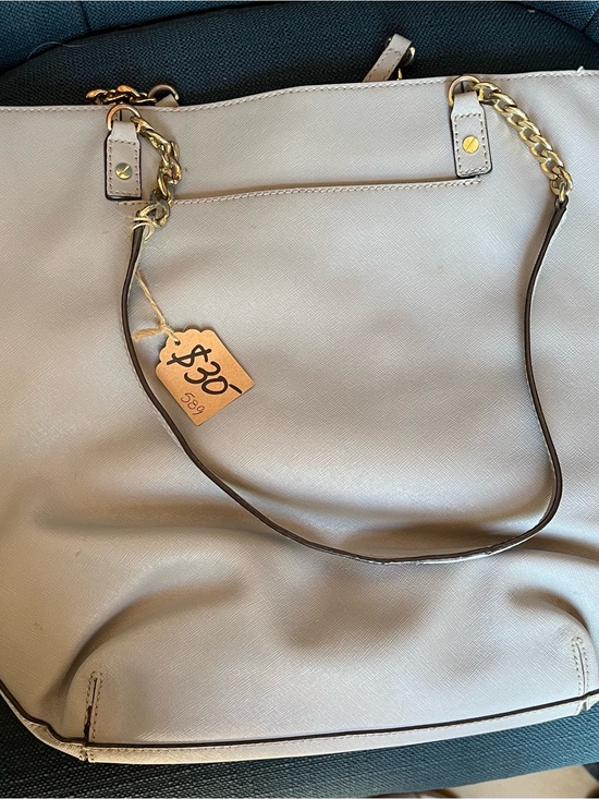 Michael Kors Handbags - Michael Kors MK Chain-Handle Tote Bag - Gray Pebbled Leather